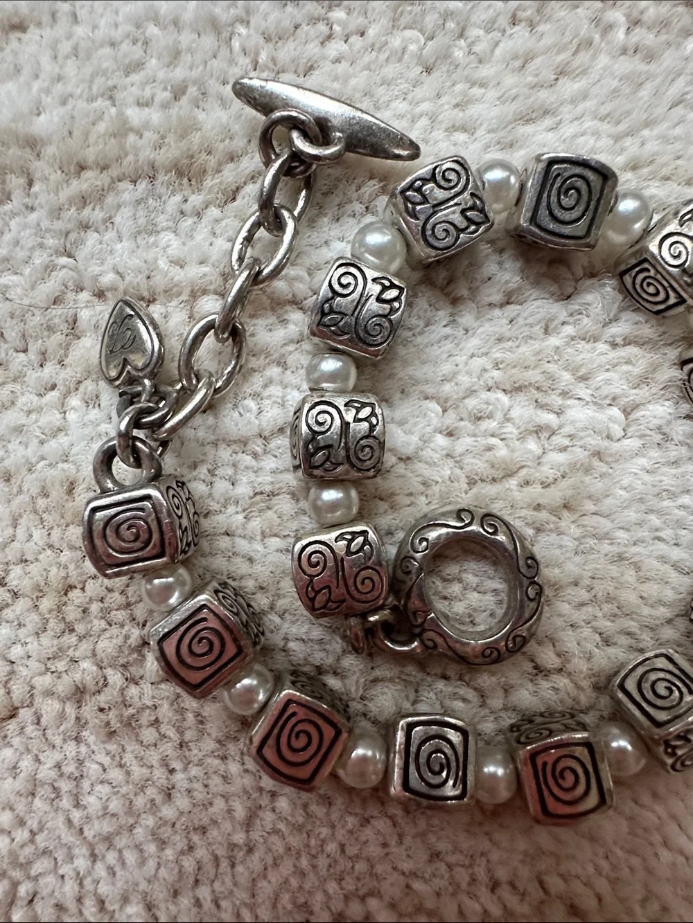 Brighton Essex Bead Bracelet Silver Plated Spiral Cube Bracelet - 2307